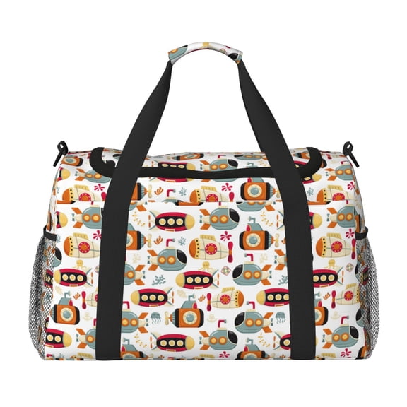 Picia Submarines Print Travel Duffle Bag,Weekender Bags for Women with Shoe Compartment, Gym Duffel Bag with Wet Pocket, Hospital Bags for Labor and Delivery