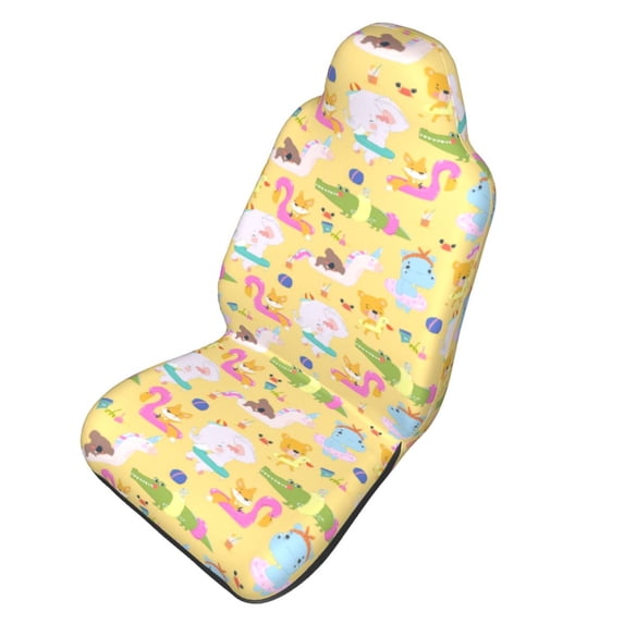 Picia Summer Animals Print Waterproof Sweating Car Seat Cover for Post Gym Workout, Running, Beach and Hiking, Universal Fit Anti-Slip Bucket Seat Protector
