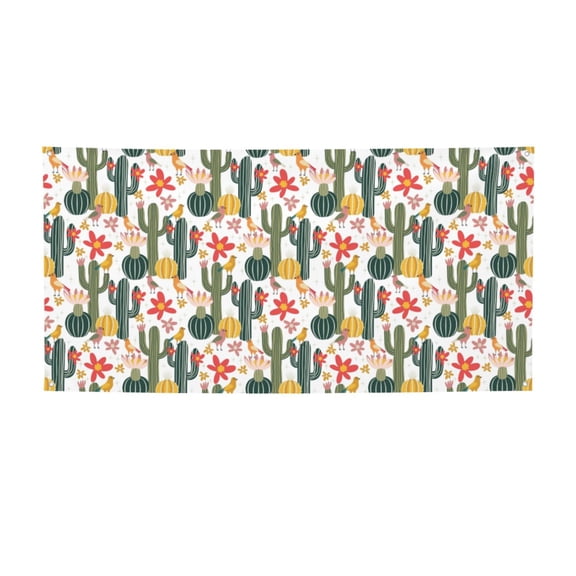 Picia Summer Cactus With Blooming Pattern Party Banner, Festive Decoration, Holiday Banner, Celebration Decor, Event Banner, Reusable Party Banner-Medium