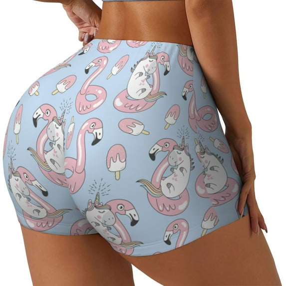 Picia Summer Cute Unicorns Printed Workout Shorts for Women Seamless Scrunch Butt Lifting High Waisted Yoga Gym Booty Running Moisture-wicking Short Pants-Small