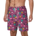 thumbnail image 1 of Picia Summer Flamingo pattern Mens Swim Trunks with Compression Liner Stretch Beach Shorts Quick Dry with Zipper Pockets No-Chafing Board Shorts-Large, 1 of 9