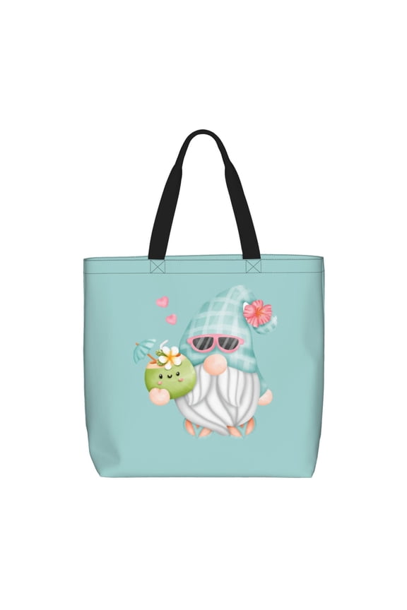 Summer Gnome,Cute Gnome for Tote Bag for Women with Zipper, Gym Tote with Compartments, Laptop Work Tote Nurse Dance Yoga Bag for Sport, Travel