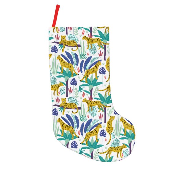 Picia Summer Leopard for 18in Christmas Stockings, Xmas Stocking for Kids, Holiday and Family Stocking for Fireplace or Party Decoration