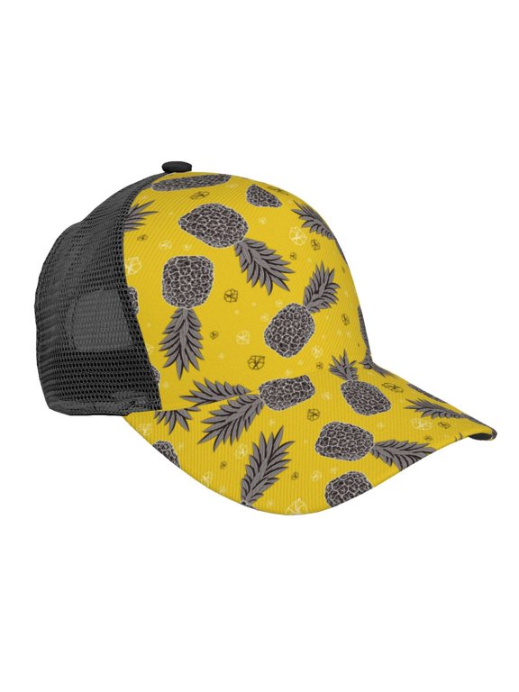 Summer Pineapple Pattern Trucker Hat,Baseball Cap,Sun Protection Cap,Stylish Headwear,Leisure Cap,Outdoor Sports Cap