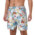 thumbnail image 1 of Picia Summer Stamp pattern Mens Swim Trunks with Compression Liner Stretch Beach Shorts Quick Dry with Zipper Pockets No-Chafing Board Shorts-X-Large, 1 of 9