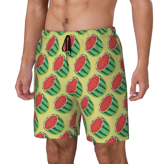 Picia Summer Watermelon pattern Mens Swim Trunks with Compression Liner Stretch Beach Shorts Quick Dry with Zipper Pockets No-Chafing Board Shorts-Medium