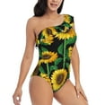 thumbnail image 1 of Picia Sunflower 1 Pattern Women's One Piece Swimsuits,One Shoulder Swimwear Asymmetric ,Ruffle Monokinis Bathing Suits,High Waisted Flattering Bathing Suits-Medium, 1 of 8