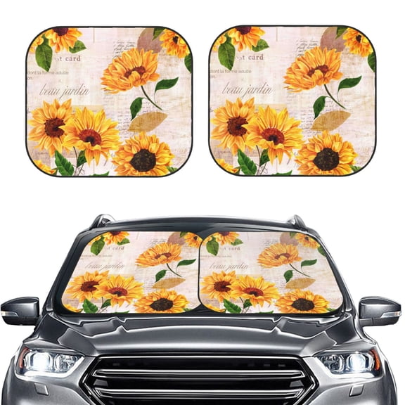 Picia Sunflower 5 2 Piece Car Windshield Sun Shade Foldable | Foldable Sun Shield for Front Window Blocks UV Rays and Keeps Your Vehicle Cool-