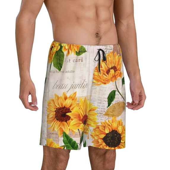 Picia Sunflower 5 Pajama Shorts for Men, Men's Pajama Bottoms, Sleepwear,Short Pajama Pants-
