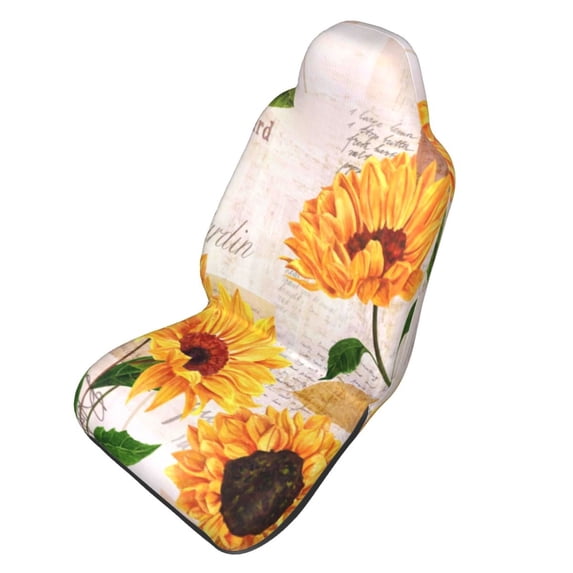 Picia Sunflower 5 Print Waterproof Sweating Car Seat Cover for Post Gym Workout, Running, Beach and Hiking, Universal Fit Anti-Slip Bucket Seat Protector
