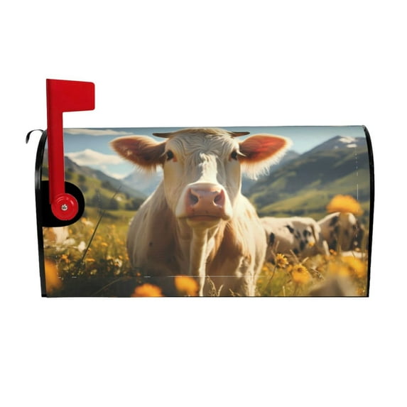 Picia Sunflower Cow Pasture Magnetic Mailbox Cover Standard Size-21x18 in