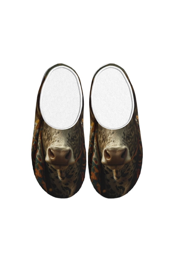 Sunflower Cowboy Hat Cow for Women's Lamb-hug Comfy Fleece House Slippers Memory Foam, Slip-on House Shoes Indoor Outdoor-35/36