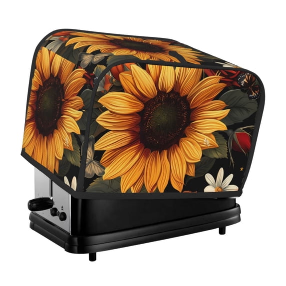 Picia Sunflower Floral Butterfly Print 2 Slice Toaster Cover , Toaster Protector Dustproof Kitchen Appliance Cover, Kitchen Appliance Dustproof Protector