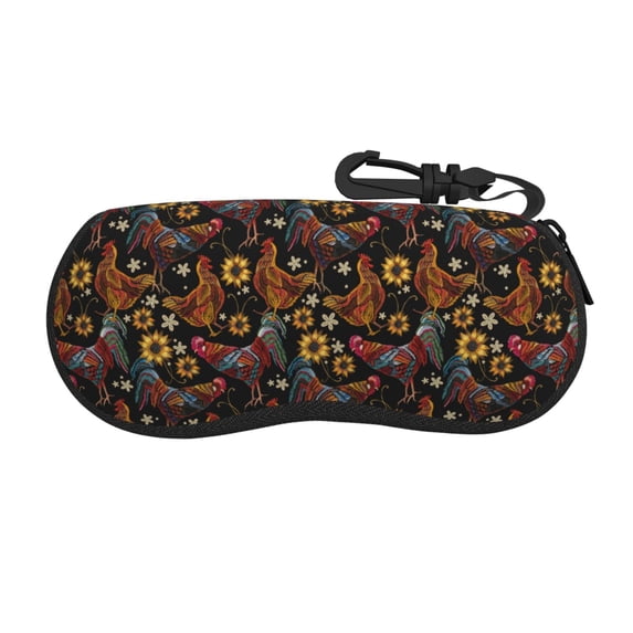 Picia Sunflower Rooster Print Sunglasses Case, Eyeglasses Case Protector Large Glasses Case, Key Lock Case Protective Glasses Holder Eyeglasses Cases