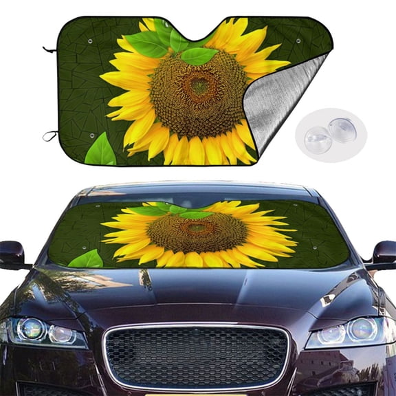 Picia Sunflower3 Curved Windshield Sunshade Accordion Folding Style Auto Shade for Car Truck SUV Van Blocks UV Ray Sun Visor Protector -Medium
