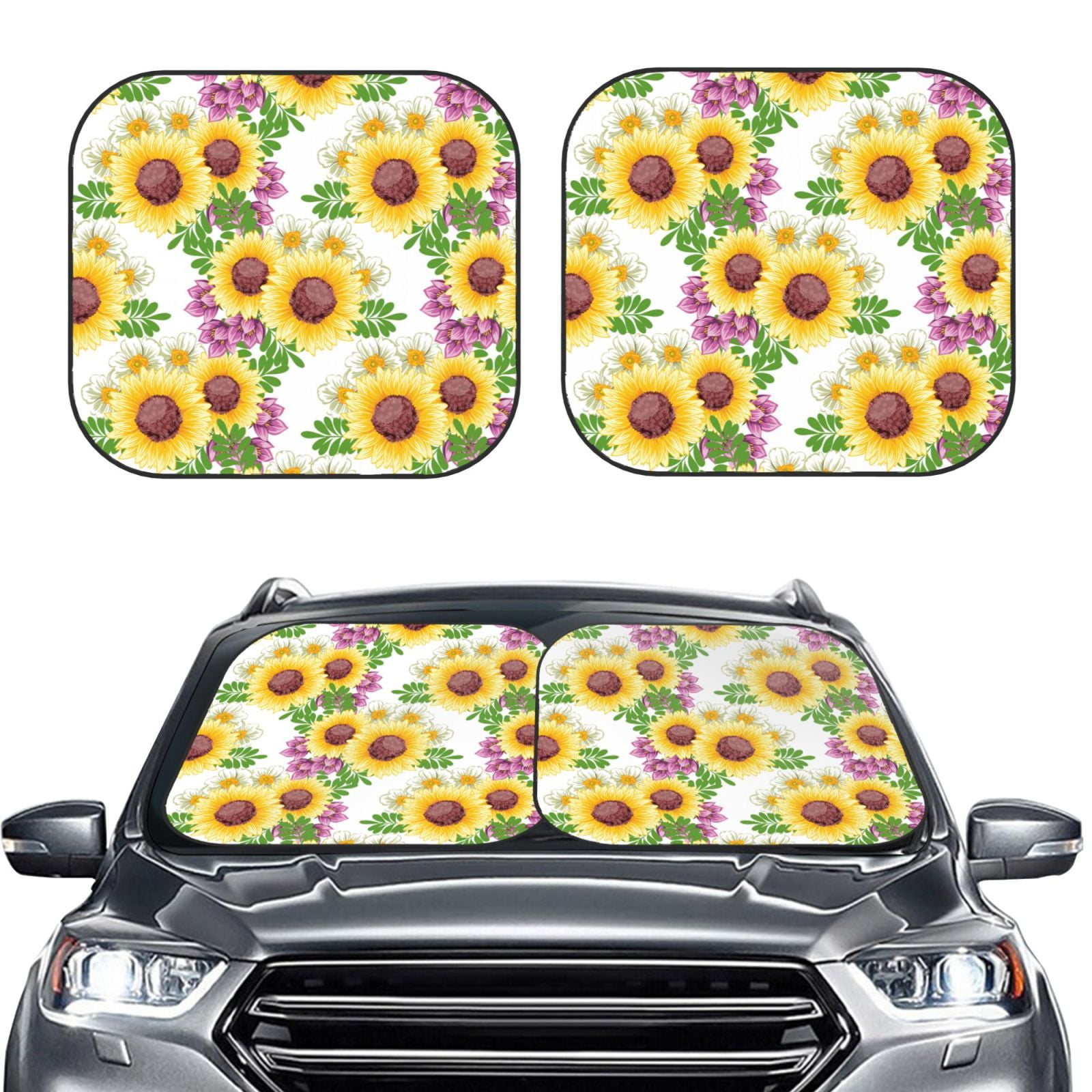 Picia Sunflowers 2 Piece Car Windshield Sun Shade Foldable Foldable