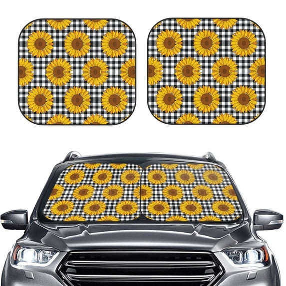 Picia Sunflowers 2 Piece Car Windshield Sun Shade Foldable | Foldable Sun Shield for Front Window Blocks UV Rays and Keeps Your Vehicle Cool-Medium