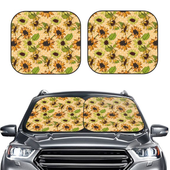 Picia Sunflowers 2 Piece Car Windshield Sun Shade Foldable | Foldable Sun Shield for Front Window Blocks UV Rays and Keeps Your Vehicle Cool-Medium