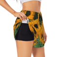 thumbnail image 1 of Picia Sunflowers 7 Pattern Women's 2 in 1 Athletic Running Shorts High Waisted Workout Casual Gym Sweat Shorts with Comfy Liner Zipper Pockets-Large, 1 of 9