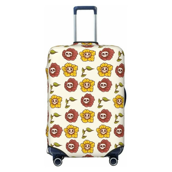 Picia Sunflowers And Skull Luggage Protector Cover Thicken Suitcase Protector Cover Fit 18-32 Inch Luggage-Large