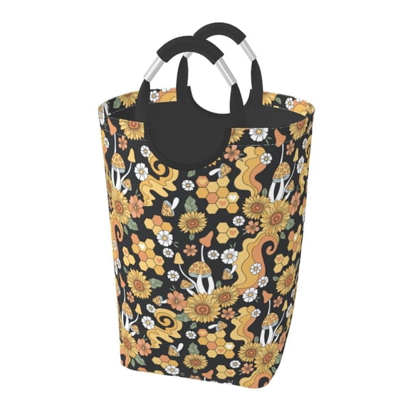 Picia Sunflowers Bee Laundry Basket With Handles Laundry Hamper Toys Storage Organizer Foldable Bucket Washing Bin Dirty Clothes Bag For Home Bathroom Bedroom Dorm