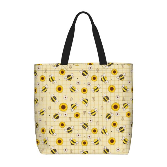 Picia Sunflowers Bee for Tote Bag for Women with Zipper, Gym Tote with Compartments, Laptop Work Tote Nurse Dance Yoga Bag for Sport, Travel