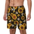thumbnail image 1 of Picia Sunflowers And Bww pattern Mens Swim Trunks with Compression Liner Stretch Beach Shorts Quick Dry with Zipper Pockets No-Chafing Board Shorts-3X-Large, 1 of 9