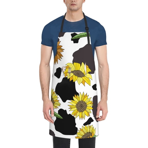 Picia Sunflowers Country Waterproof Apron for Unisex Adult - Adjustable Bib Apron with Pockets, Ideal for Cooking, Gardening, Painting, and Household Chores