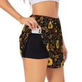 thumbnail image 1 of Picia Sunflowers Leaves Pattern Women's 2 in 1 Athletic Running Shorts High Waisted Workout Casual Gym Sweat Shorts with Comfy Liner Zipper Pockets-Medium, 1 of 9