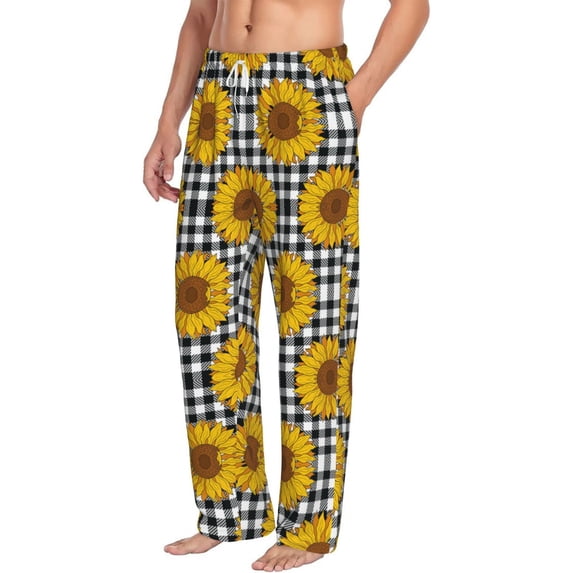Picia Sunflowers Mens Soft Woven Cotton Elastic Waistband Sleep Pajama Pant Lounge Sleep Pant With Pockets And Drawstring-XX-Large