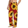 thumbnail image 1 of Picia Sunflowers On Red Mens Soft Woven Cotton Elastic Waistband Sleep Pajama Pant Lounge Sleep Pant With Pockets And Drawstring-, 1 of 9