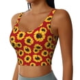thumbnail image 1 of Picia Sunflowers On Red Sports Bra for Women,Padded Strappy Sports Bras Medium Support Yoga Bra with Removable Cups,Running Yoga Bra-, 1 of 9