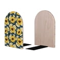 thumbnail image 1 of Picia Sunflowers Pattern Wood Bookends for Shelves,Non-slip Bookends, Heavy Duty Wooden Bookend Support,1 Pair, 1 of 8