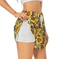 thumbnail image 1 of Picia Sunflowers Vintage Pattern Women's 2 in 1 Athletic Running Shorts High Waisted Workout Casual Gym Sweat Shorts with Comfy Liner Zipper Pockets-Large, 1 of 9