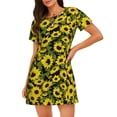 thumbnail image 1 of Picia Sunflowers In Vintage Pattern Women’s Nightdress – Casual Short-sleeved Loose-Fit Sleepwear, Soft Cotton Short-Sleeve Sleep Shirt for Relaxation & Comfort, 1 of 6