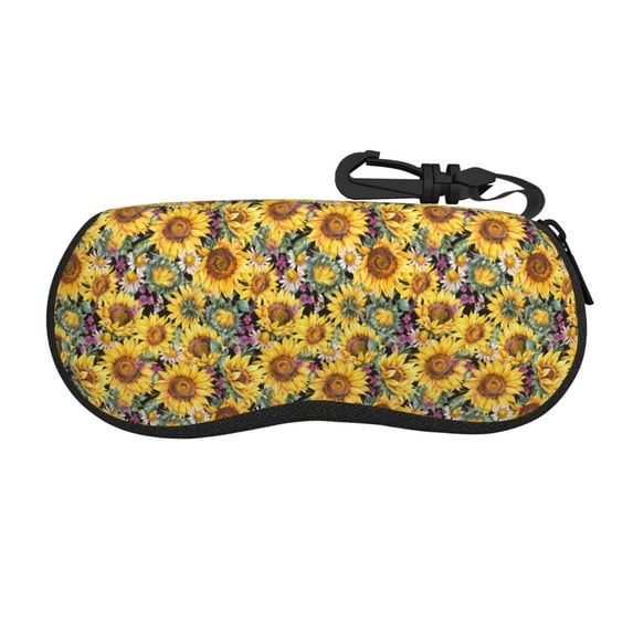 Picia Sunflowers Vintage Print Sunglasses Case, Eyeglasses Case Protector Large Glasses Case, Key Lock Case Protective Glasses Holder Eyeglasses Cases