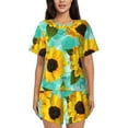 thumbnail image 1 of Picia Sunflowers With Green Leaves Pajamas Sets for Women Soft Short-Sleeved Pjs with Lounge Shorts Two Piece Sleepwear-XX-Large, 1 of 9