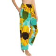 thumbnail image 1 of Picia Sunflowers With Green Leaves Womens Soft Woven Cotton Elastic Waistband Sleep Pajama Pant Lounge Sleep Pant With Pockets And Drawstring-, 1 of 9