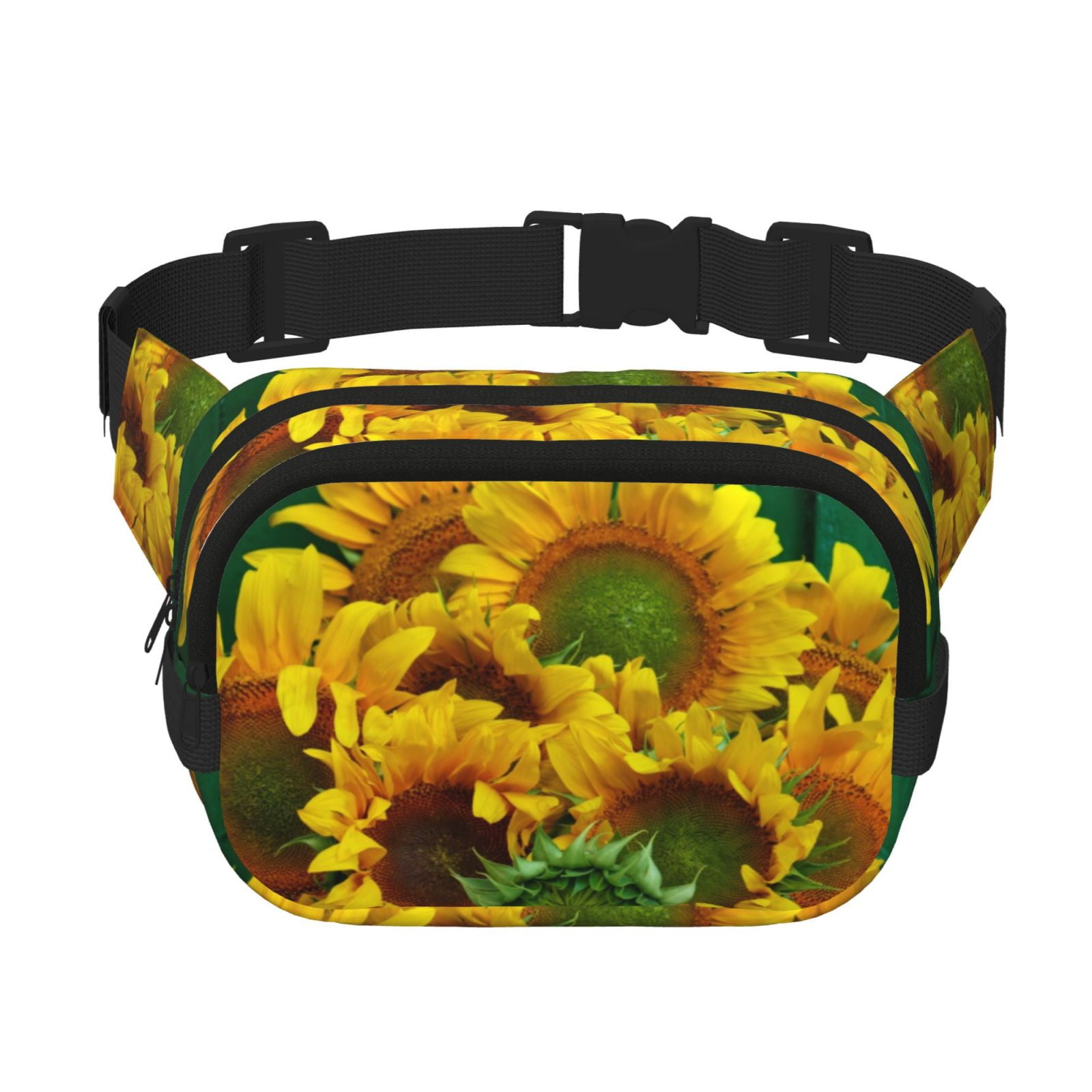 Picia Sunflowers in Bucket Print Square Double-Layer Waist Bag Mini Adjustable Waist Belt Bag Exercise Running Travel Hiking