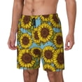 thumbnail image 1 of Picia Sunflowers pattern Mens Swim Trunks with Compression Liner Stretch Beach Shorts Quick Dry with Zipper Pockets No-Chafing Board Shorts-Large, 1 of 9
