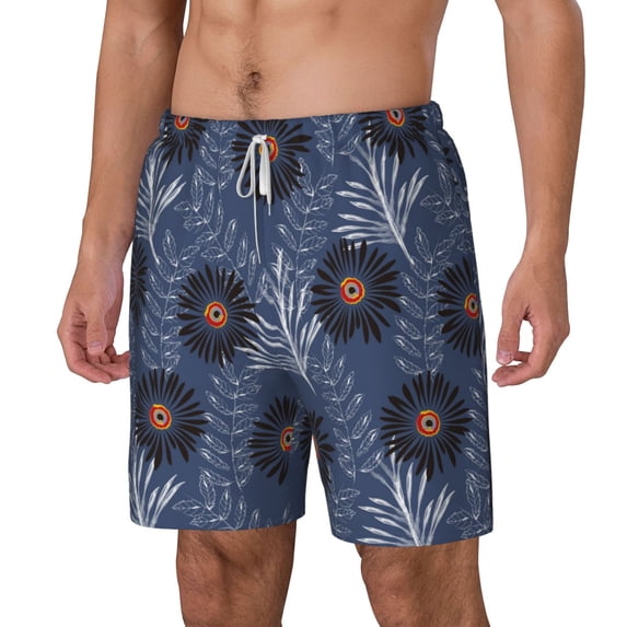 Picia Sunflowers pattern Mens Swim Trunks with Compression Liner Stretch Beach Shorts Quick Dry with Zipper Pockets No-Chafing Board Shorts-Medium