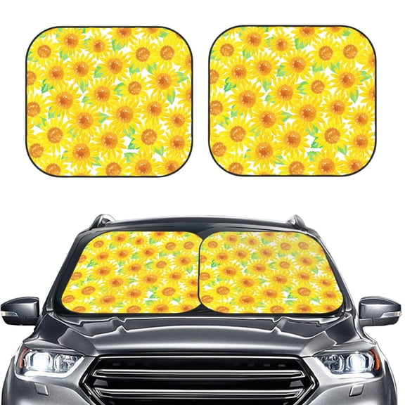 Picia Sunflowers2 2 Piece Car Windshield Sun Shade Foldable | Foldable Sun Shield for Front Window Blocks UV Rays and Keeps Your Vehicle Cool-Large