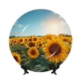 thumbnail image 1 of Picia Sunlit Sunflower Field Pattern Bone China Decorative Plate – Wall Decor with Stand and Adhesive, Elegant Ornament for Living Room, Office, or Entryway-7in, 1 of 6