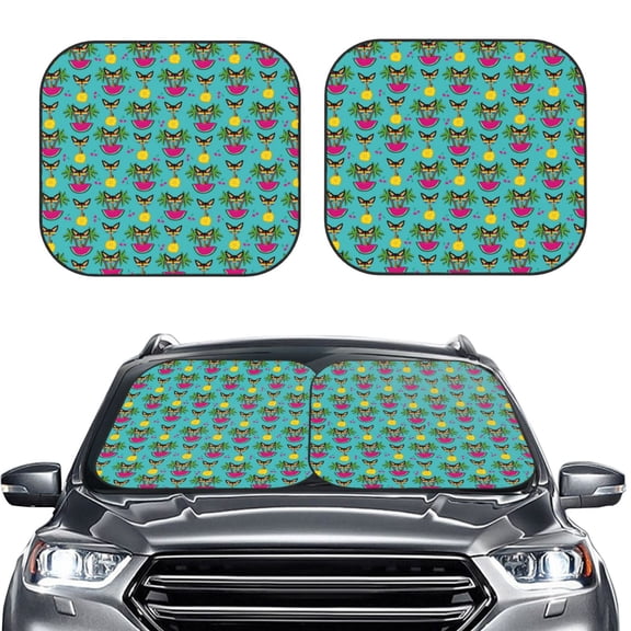 Picia Sunmmer Cat 2 Piece Car Windshield Sun Shade Foldable | Foldable Sun Shield for Front Window Blocks UV Rays and Keeps Your Vehicle Cool-Large