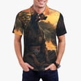 thumbnail image 1 of Picia Sunset Meditating Doberman Print Men's Polo Shirt, Two-Button Closure Pique Polo Shirt, Summer Fashion Golf Shirt-3X-Large, 1 of 6
