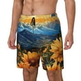thumbnail image 1 of Picia Sunset Sky Sunflower pattern Mens Swim Trunks with Compression Liner Stretch Beach Shorts Quick Dry with Zipper Pockets No-Chafing Board Shorts-XX-Large, 1 of 9