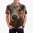 thumbnail image 1 of Picia Sunset Sunflower Small Cow Print Men's Polo Shirt, Two-Button Closure Pique Polo Shirt, Summer Fashion Golf Shirt-3X-Large, 1 of 6