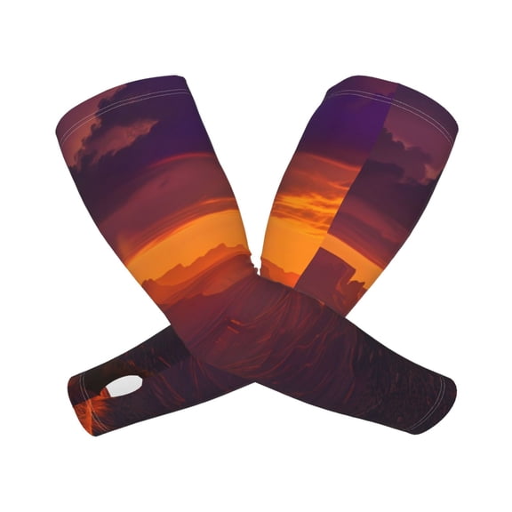 Picia Sunset Valley Western Cowboy Arm Sleeves for Men and Women - Tattoo Cover Up UPF 50+ Cooling Sports Sleeve for Basketball Golf Football-One Size