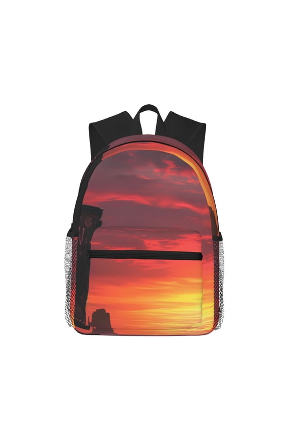 Sunset Western Desert Cowboy Large Capacity Backpack Classic Style Backpack Casual Backpack Water-Resistant School Work Travel Outdoor Backpack
