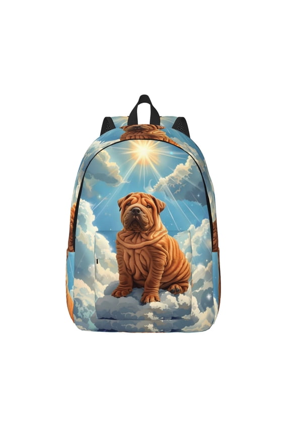 Sunshine Cloud Bulldog Printed Canvas Daypack - Stylish and Durable Vintage Compact Backpack - Class, Work, Travel, or Laptop Bookbag,Organized Compartments-Small